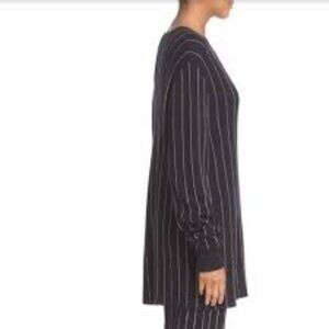 Opening Ceremony Black Silver Striped Long Sleeve Pull Over Wool Top L
